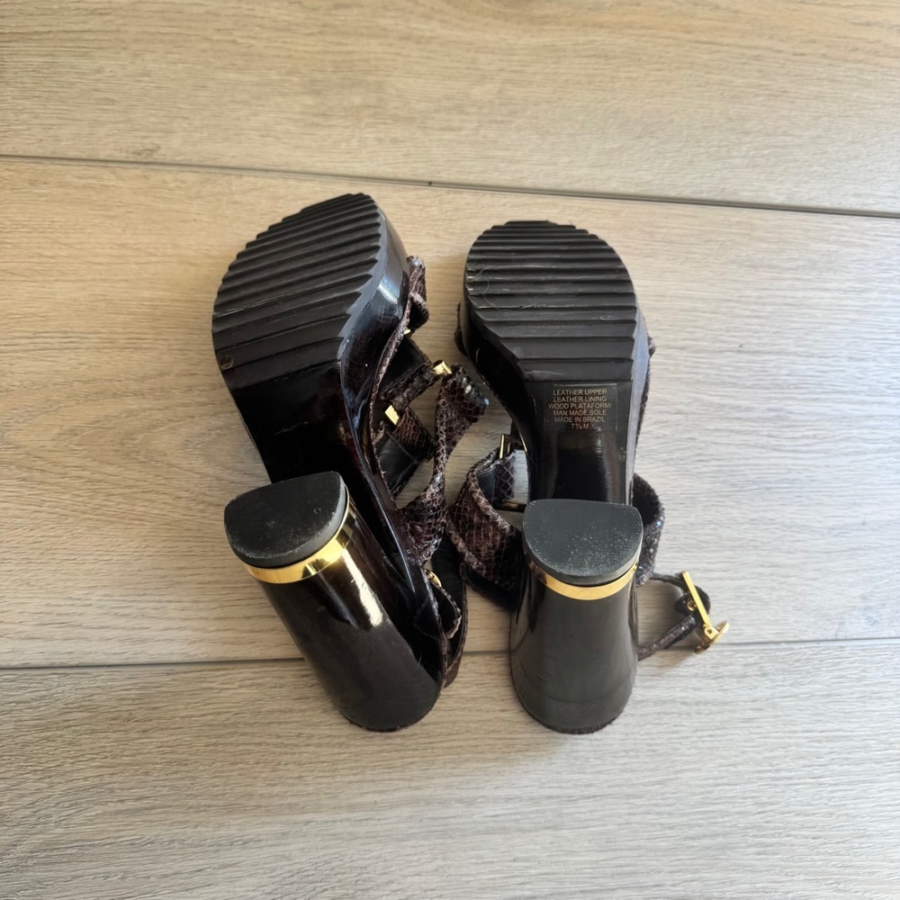 Tory Burch Brown Python Embossed Leather Karmen T… - image 8